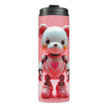 Roze Robot Teddybeer Valentijns Tumbler