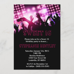 Roze Rock Star Sweet 16 Birthday Invitation Kaart