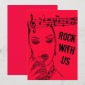 Roze Rockabilly Diva Uitnodigingskaarten Kaart (Voorkant / Achterkant)