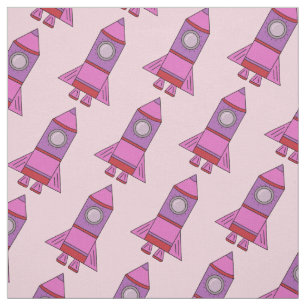 Roze Rocket - Ruimtetype voor kinderen Stof