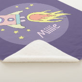 Roze Rocket Space Galaxy en naam van het meisje Sherpa Deken (3/4)