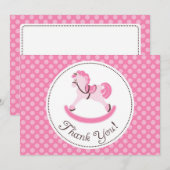 Roze Rocking Horse Hartelijk dank Bedankkaart (Voorkant / Achterkant)