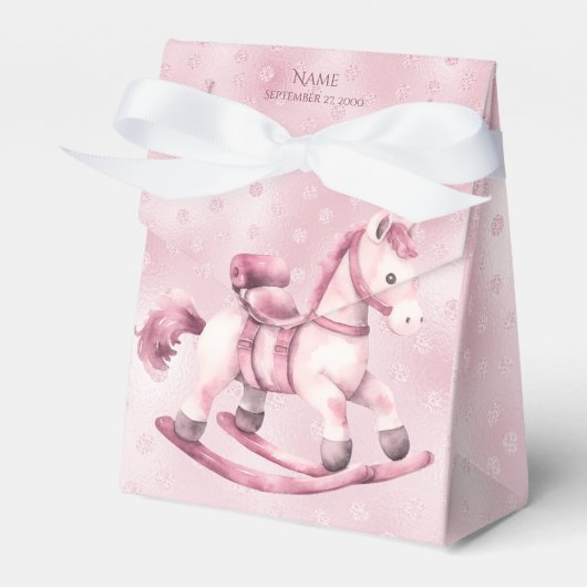 Roze Rocking Paard Favor Box Bedankdoosjes (Voorkant Zijde)