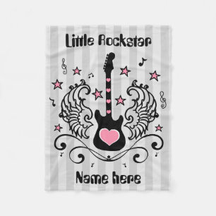 Roze rockster-gitaar met vleugels fleece deken