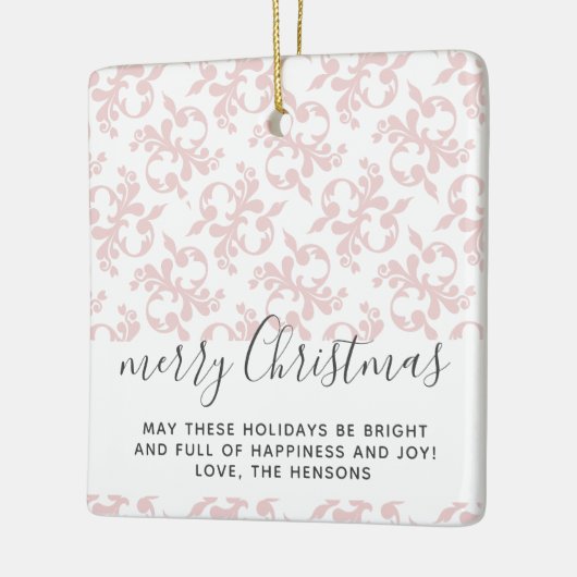 Roze Rococo Merry-kerstscript Keramisch Ornament (Links)