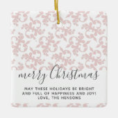 Roze Rococo Merry-kerstscript Keramisch Ornament (Voorkant)