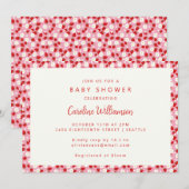  Roze Rode Aardbeien Bloem Baby shower Kaart (Voorkant / Achterkant)