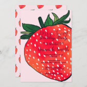 Roze Rode Aardbeienbessen Zoet Kaart (Voorkant / Achterkant)