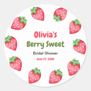 Roze & Rode Bes Zoete Aardbei Bruiloft Ronde Sticker