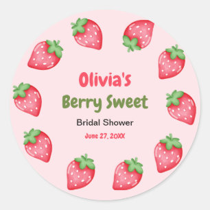 Roze & Rode Bes Zoete Aardbei Bruiloft  Ronde Sticker