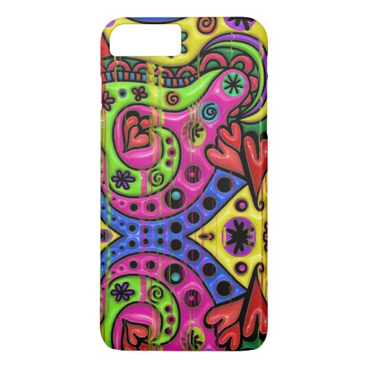 Roze rode Blauw en groene harten sterren en bloeme Case-Mate iPhone Case (Achterkant)