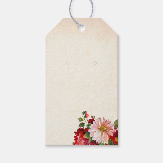 Roze & Rode Bloemen Custom Sieraden Display Hang L Cadeaulabel (Voorkant)