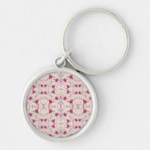 Roze rode bloemen Kunstkunst Sleutelhanger