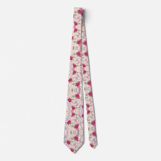 Roze rode bloemen Kunstkunst Stropdas (Voorkant)