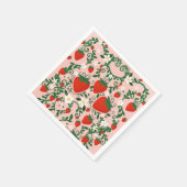 Roze & Rode Bloemranken Aardbei Stickers Servet (Hoek)