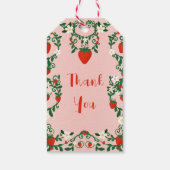 Roze & Rode Bloemranken Aardbeien Feest Cadeaulabel (Achterkant)