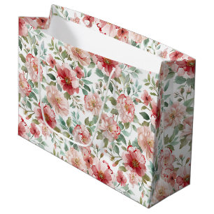 Roze Rode Bloemrijke Bruidsdouche Groot Cadeauzakje