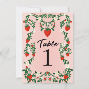 Roze & Rode Bloemslingers Aardbeien Tafelnummer