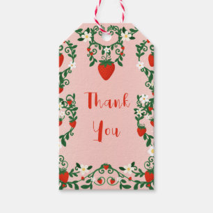 Roze & Rode Bloemslingers Aardbeienfeest Cadeaulabel