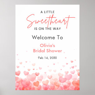 Roze & Rode Een Kleine Liefje Baby Shower Welkom Poster