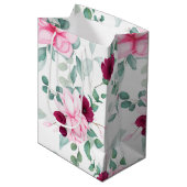 roze rode elegant floranje medium cadeauzakje (Voorkant Gekanteld)