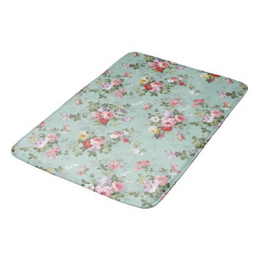 roze rode elegante rozen bloemen patroon badmat (Gekanteld)