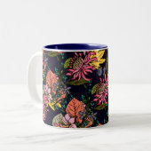 Roze rode en gele paasbloemkarton tweekleurige koffiemok (Voorkant links)