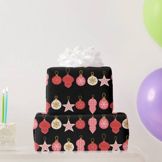 Roze, rode en gouden kerstsierpap cadeaupapier (Feestgeschenken)