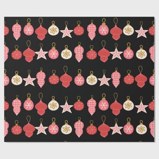 Roze, rode en gouden kerstsierpap cadeaupapier (Vlak)