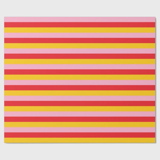 Roze, rode en gouden strepen cadeaupapier (Vlak)