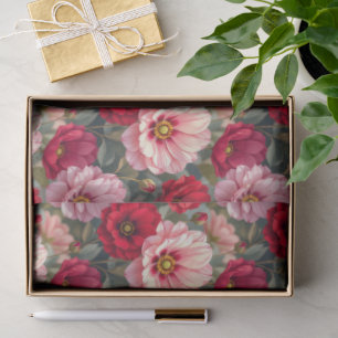 Roze, rode en mauve bloemen  tissuepapier