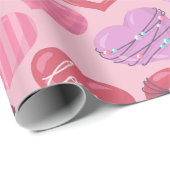 Roze, rode en Paarse liefdesharten Cadeaupapier (Rol Hoek)