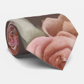  roze, rode en witte rozen stropdas (Opgerold)