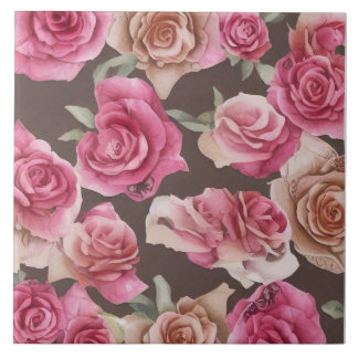 roze, rode en witte rozen tegeltje
