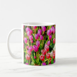 Roze rode en witte Tulips van Mt Vernon Koffiemok