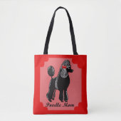 Roze, rode en zwarte Canvas tas poodle mam (Voorkant)