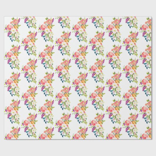 Roze rode Floral Cadeaupapier (Vlak)