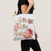 Roze Rode Floral Moeder van de Bride Canvas tas (Dichtbij)