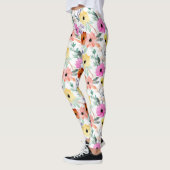 Roze, rode, gele bloemen, dames leggings (Links)