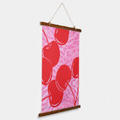 Roze Rode Glitter Zebra Kersen Hangend Wandkleed (Gebogen)