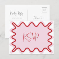 Roze Rode golvende rand RSVP-Briefkaart