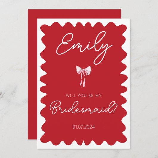 Roze rode golvende zal je mijn bruidsmeisje aanzoe kaart (Voorkant / Achterkant)