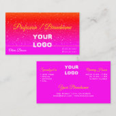 Roze rode gradiënt Glitter Sprinkles Logo Visitekaartje (Voorkant / Achterkant)