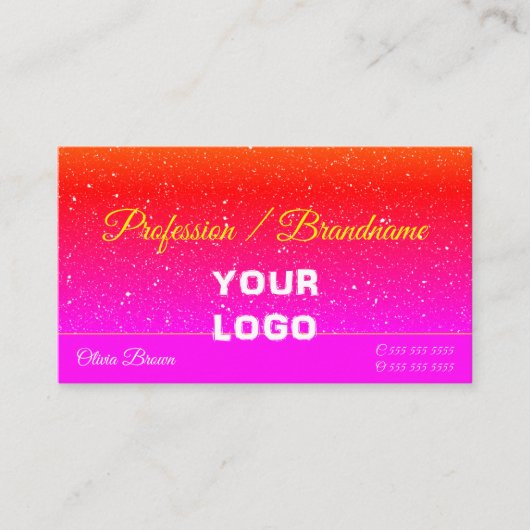 Roze rode gradiënt Glitter Sprinkles Logo Visitekaartje (Voorkant)