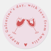 Roze Rode Hand getekend Galentine's Day Label (Voorkant)