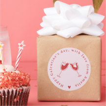 Roze Rode Hand getekend Galentine's Day Label