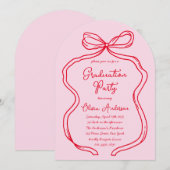 Roze Rode Hand Getrokken Boog & Script Afstudeerfe Kaart (Voorkant / Achterkant)