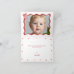 Roze Rode Hart Kleine Liefje Verjaardagsfoto Bedankkaart