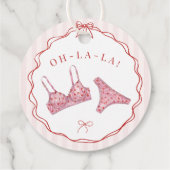 Roze & Rode Hart Ondergoed Bachelorette-feestje Bedankjes Labels (Achterkant)