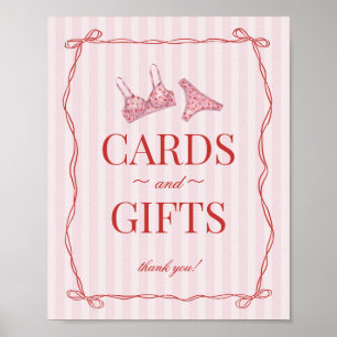 Roze & Rode Hart Ondergoed Bruiloft Kaarten & Cade Poster